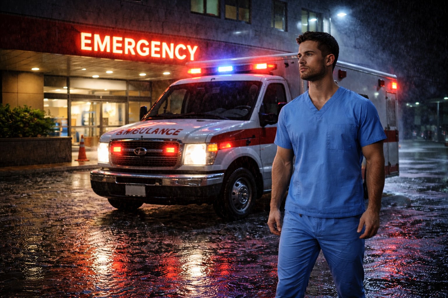 Night shift at the ER in the rain — Code Purple